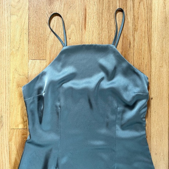 ABERCROMBIE satin effect slate blue mini slip dress y2k party size M petite - Picture 4 of 9